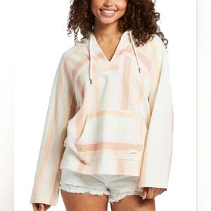 Roxy Wild and Free Pastel Striped Poncho Hoodie Small
